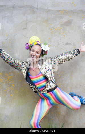 images of brighton and hoves very own disco bunny street performer Stock Photo