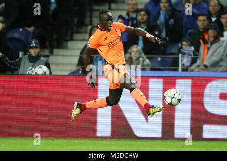 Liverpool Mane in action against Fc porto , during during round of 16 UEFA Champions League, first leg soccer match, Fc Porto - Liverpool Fc held at Estadio Dragão. Porto, 14th february de 2018. Jose Gageiro/ Movenphoto Stock Photo
