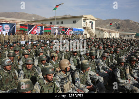 (180222) -- KABUL, Feb. 22 (Xinhua) -- Afghan Special Force members take part in their graduation ceremony in Kabul, capital of Afghanistan, Feb. 22, 2018.  About 350 police officers graduated from a key training center in the Afghan capital and would join the country's security forces, said the country's Interior Ministry on Thursday. (Xinhua/Rahmat Alizadah)(rh) Stock Photo