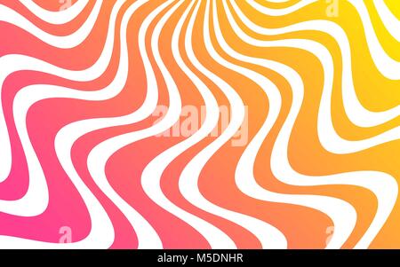 Vector background with Wavy Lines. Simple Background consisting of Stripe Shapes with Liquid effect of Color. Yellow-pink gradient Stock Vector