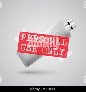 A metal pendrive with a warning sign Stock Vector
