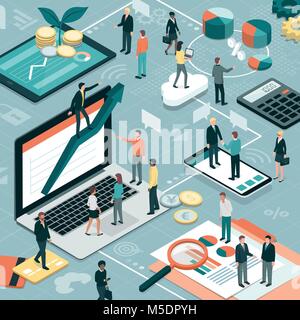 Business people working together and developing a successful business strategy: marketing and finance concept Stock Vector