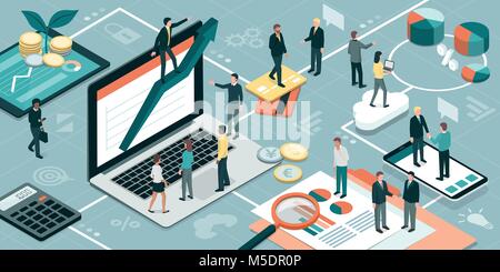 Business people working together and developing a successful business strategy: marketing and finance concept Stock Vector