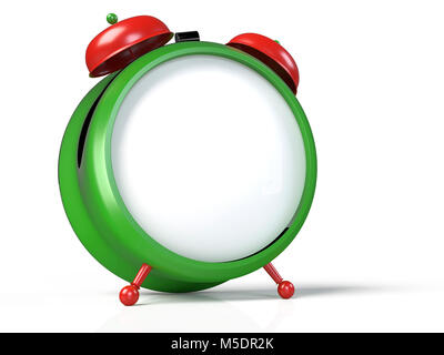 Closeup view of colorful alarm clock on white background. 10 O'Clock, am or pm. 3D rendering Stock Photo