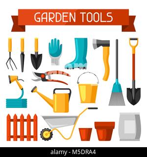 Seamless pattern with garden tools and icons. All for gardening business illustration Stock Vector