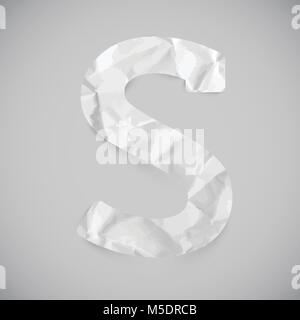 Letter made by crumpled paper with shadows, vector Stock Vector