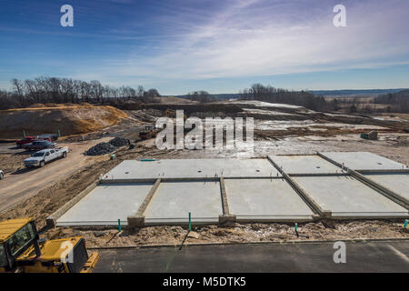 Concrete Foundations For Townhouses Under Construction Stock Photo