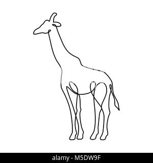 Endless line art illustration of giraffe. Continuous black outline drawing on white background Stock Vector