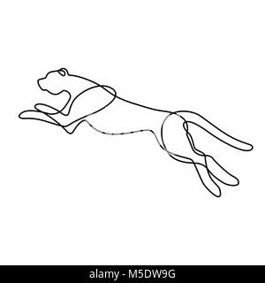 Endless line art illustration of jaguar. Continuous black outline drawing on white background Stock Vector