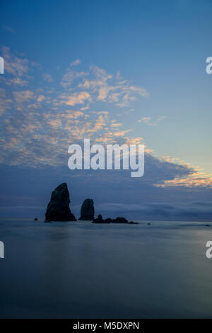 North America, USA, Pacific Northwest, Oregon Coast, Oregon, Lewis and Clark Trail, Cannon Beach, Sea Stack Stock Photo