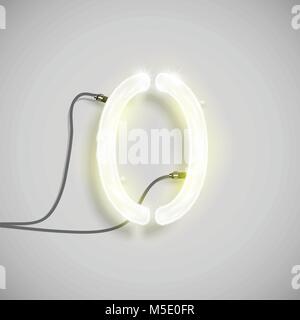 Realistic neon number, made by NeON typeset, vector Stock Vector