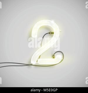 Realistic neon number, made by NeON typeset, vector Stock Vector