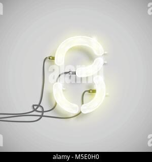 Realistic neon number, made by NeON typeset, vector Stock Vector