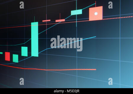 Stock market candle graph analysis on the computer screen Stock Photo
