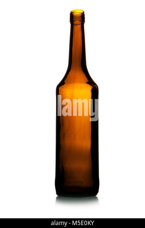 Empty tall wine bottle isolated over white background Stock Photo