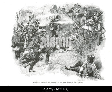 Prussian Bayonet charge, Battle of Sadowa, 3 July 1886,  also known as Battle of Königgrätz, Sadová or Hradec Králové Stock Photo