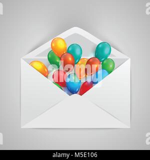 An envelope with colorful ballons, vector Stock Vector
