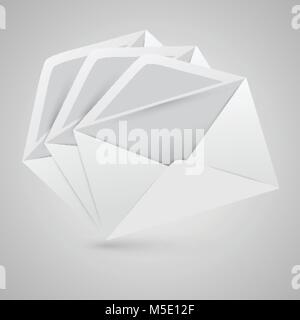 Realistic opened envelopes, vector illustration Stock Vector