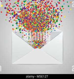 An envelope with a colorful abstract illustration, vector Stock Vector