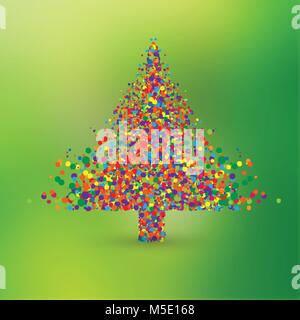 Christmas tree made by colorful dots, vector Stock Vector