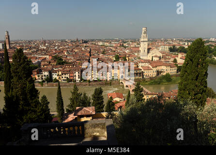 Verona cityscape with Adige River and Duomo Cathedral, Verona, Italy Stock Photo