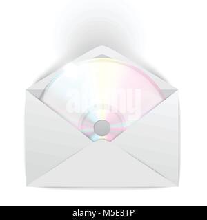 CD/DVD in an envelope on white background, vector illustration Stock Vector