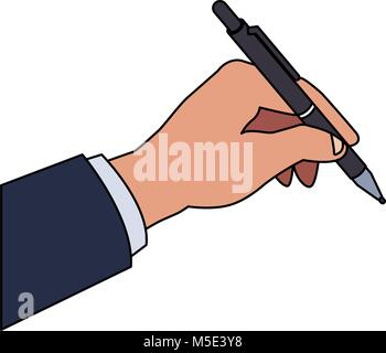 Hand holding pen Stock Vector