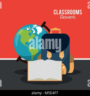 Classroom elements cartoon Stock Vector