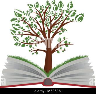 knowledge tree from open book Stock Vector