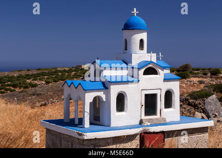 Model of greek orthodox church near Vrouchas, Crete Stock Photo