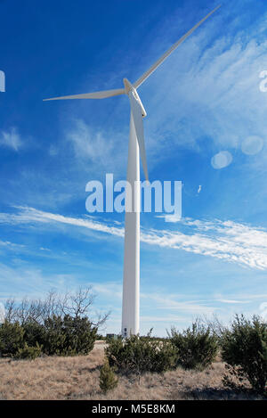 wind turns in Texas generating wind power for electricity Stock Photo