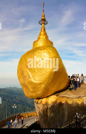 Kyaikto: mount Kyaiktiyo Pagoda (Golden Rock), , Mon State, Myanmar (Burma) Stock Photo