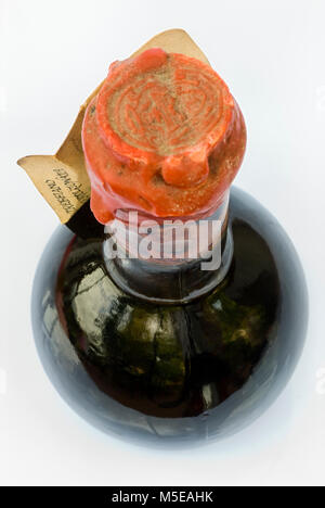 Bottle of traditional Balsamic Vinegar on a white background, product of Italian excellence Stock Photo