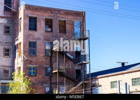 Vintage Brick Building With Staircase Stock Photo