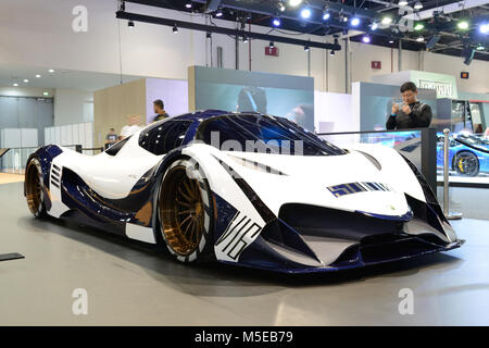 DUBAI, UAE - NOVEMBER 17: The Devel Sixteen supercar is on Dubai Motor Show 2017 on November 17, 2017 Stock Photo