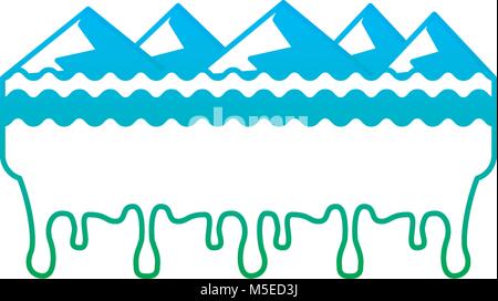melted landscape mountains water disaster Stock Vector