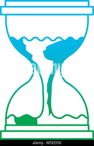 hourglass with a earth globe flowing melting Stock Vector