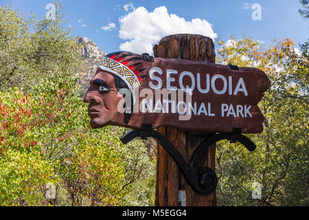 Ash Mountain entrance sign, Sequoia National Park, California Stock Photo