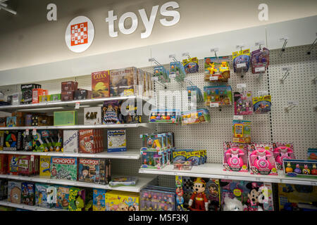 The toy department of the Target store in Herald Square in New York on Thursday, February 22, 2018. Analysts are predicting that Target will be the greatest beneficiary of the closure of 182 Toys R Us stores in 2018 as 93 percent are within fifteen minutes of each other. (Â© Richard B. Levine) Stock Photo
