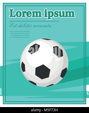 Classic black and white soccer ball vector illustration with place for your text isolated on colored background. Stock Vector