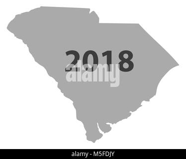 Map of South Carolina 2018 Stock Photo