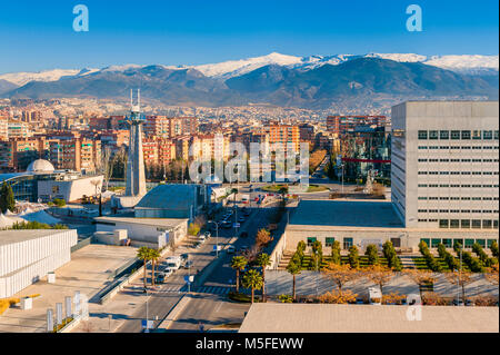 Panoramic view of Sierra Nevada (Granada, Spain) at sunset after a ...