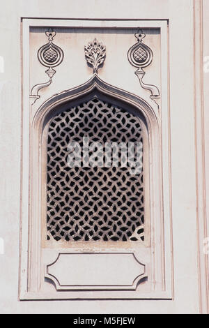 Stone carved grill window jali in Rukshmani temple Dwarka Gujarat India ...