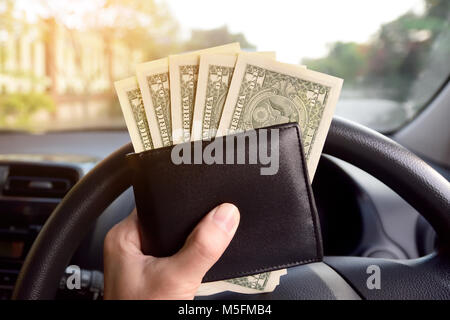 dollar for every day shopping,One dollar banknote is on wood floor,Money of America Stock Photo