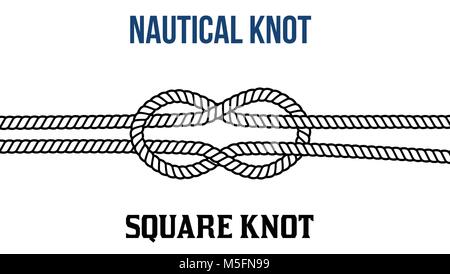 Square knot on white background, vector illustration Stock Vector