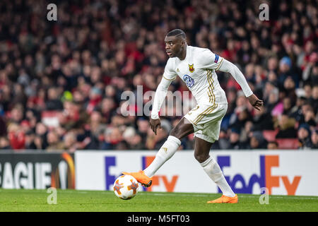 LONDON, ENGLAND - FEBRUARY 22: Ken Sema (12) of Ostersunds FK during UEFA Europa League Round of 32 match between Arsenal and Ostersunds FK at the Emirates Stadium on February 22, 2018 in London, United Kingdom. Stock Photo