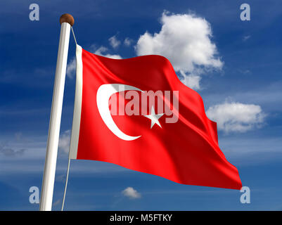 3D Turkey flag (with clipping path) Stock Photo