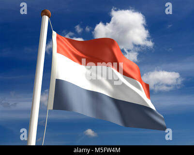 3D Netherlands flag (with clipping path) Stock Photo