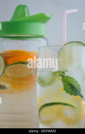fresh refreshing tasty cold fruit lemonade beverage Stock Photo