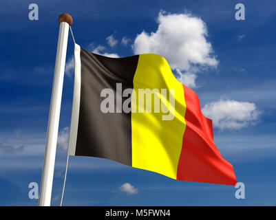 3D Belgium flag (with clipping path) Stock Photo